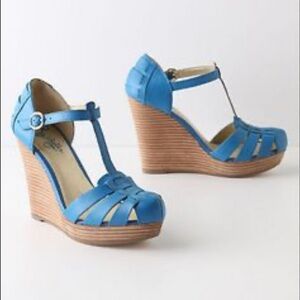 Seychelles Blue Wedge Sandals
